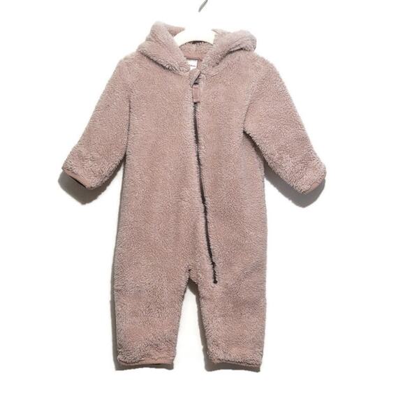 Hanna Andersson Other - Hanna Andersson Sherpa Teddy Bear Hooded Zip Front Bunting Snowsuit Size 6-12M